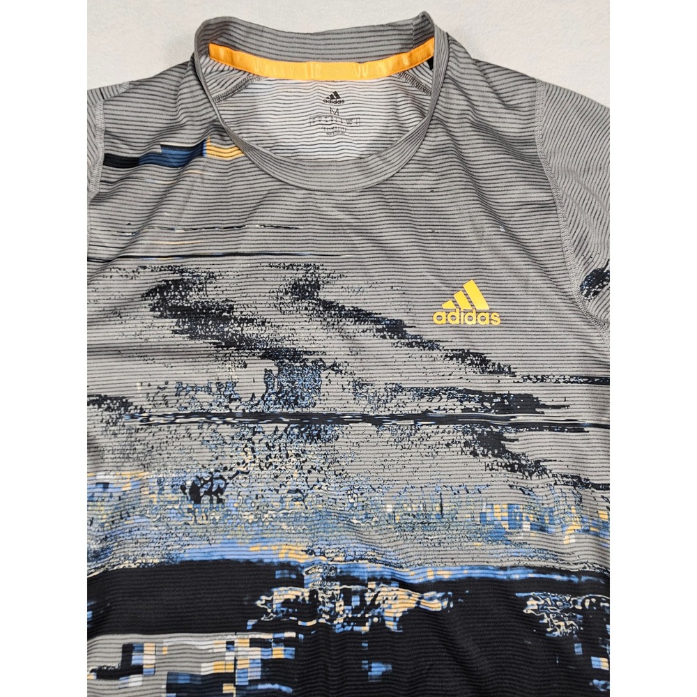 Adidas Climalite‎ Mens Grey Glitch Graphic Training Shirt DZ6217 Medium